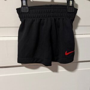 Nike Black Kids Shorts with Red Swoosh